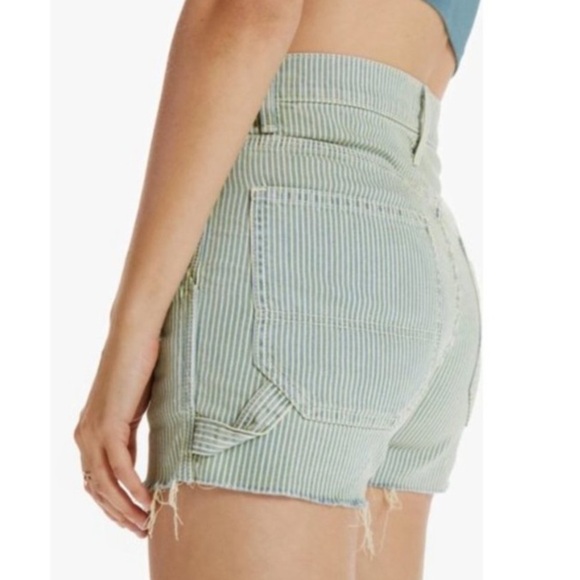 MOTHER Rainbow Choo Choo Lemon Drop High Waist Utility Fray Denim Shorts Size 28 - Picture 1 of 14